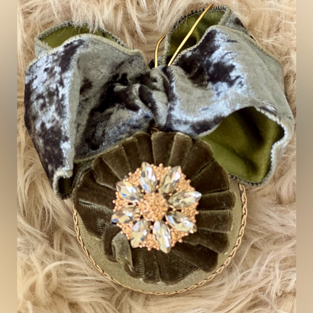 Handmade Velvet Christmas Ornaments, with Rhinestones. Color can made to order.
